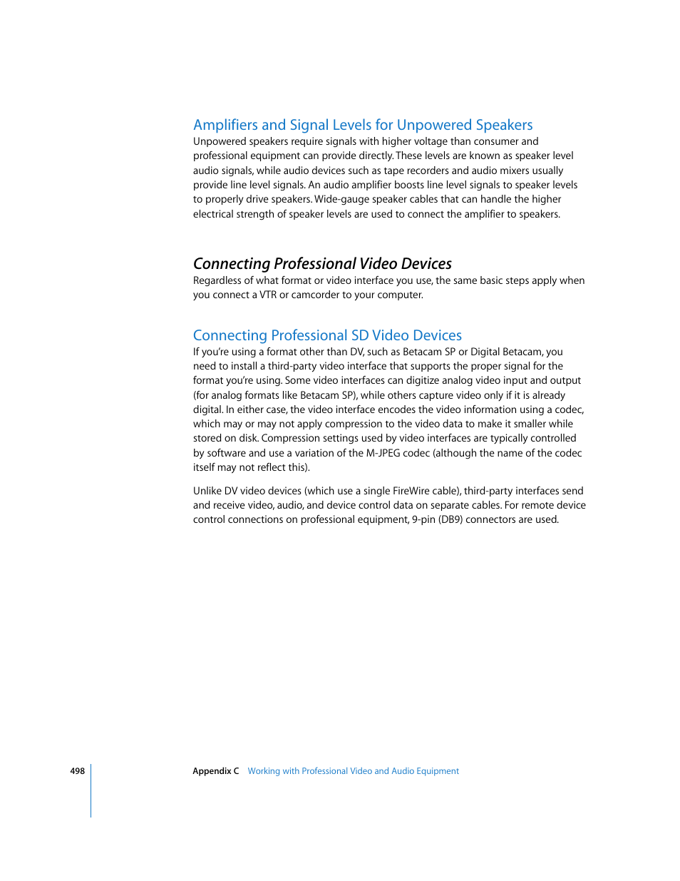 Connecting professional video devices, Connecting professional sd video devices | Apple Soundtrack Pro 2 User Manual | Page 498 / 566