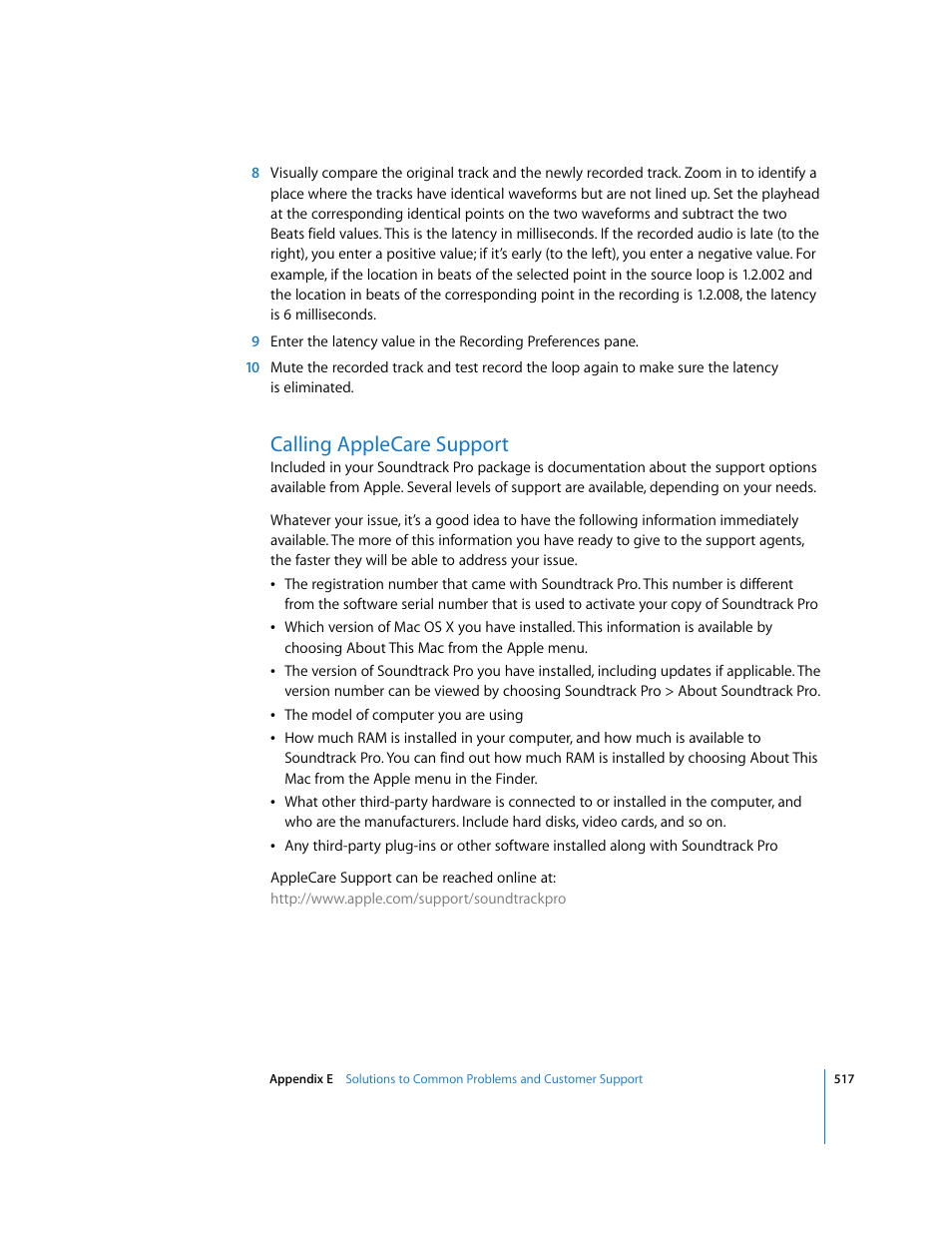 Calling applecare support | Apple Soundtrack Pro 2 User Manual | Page 517 / 566