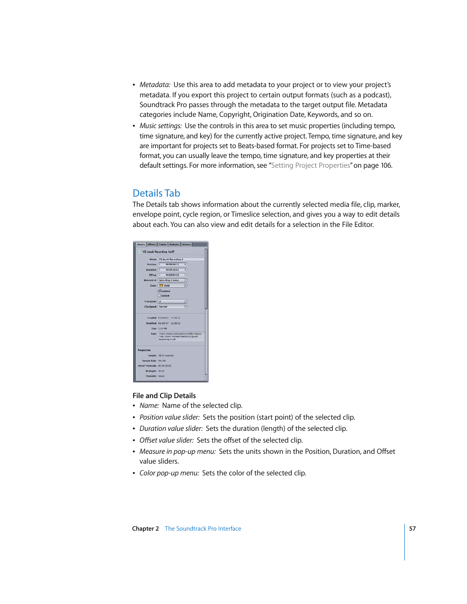 Details tab | Apple Soundtrack Pro 2 User Manual | Page 57 / 566