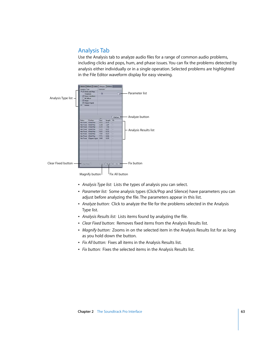 Analysis tab | Apple Soundtrack Pro 2 User Manual | Page 63 / 566