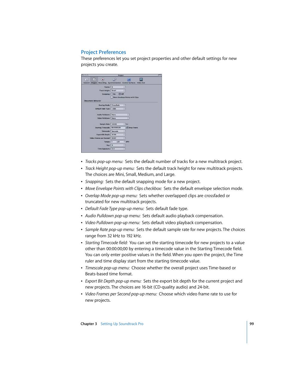 Project preferences | Apple Soundtrack Pro 2 User Manual | Page 99 / 566