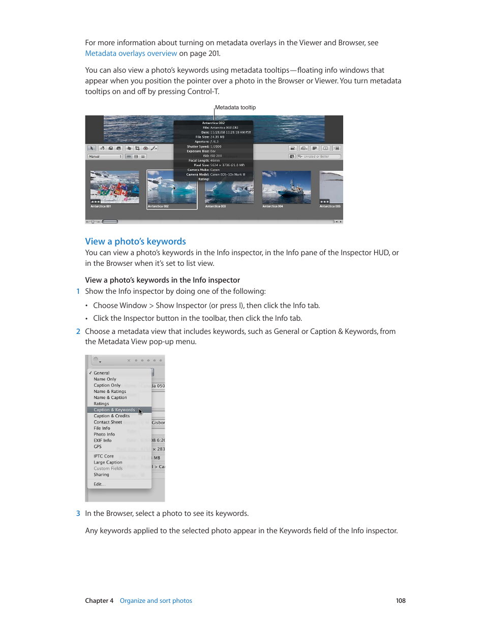 View a photo’s keywords | Apple Aperture 3.5 User Manual | Page 108 / 526