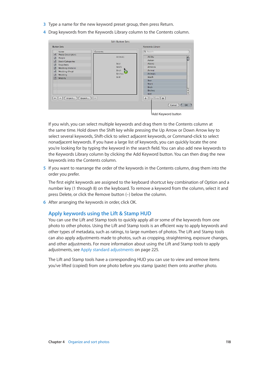 Apply keywords using the lift & stamp hud | Apple Aperture 3.5 User Manual | Page 118 / 526