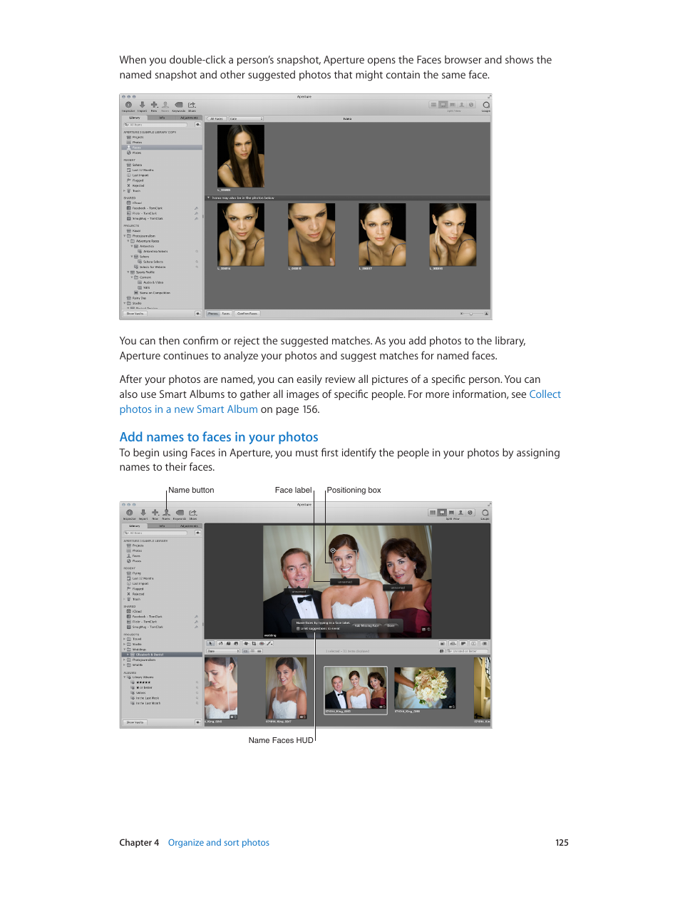 Add names to faces in your photos, Add names to faces in your, Photos | Apple Aperture 3.5 User Manual | Page 125 / 526