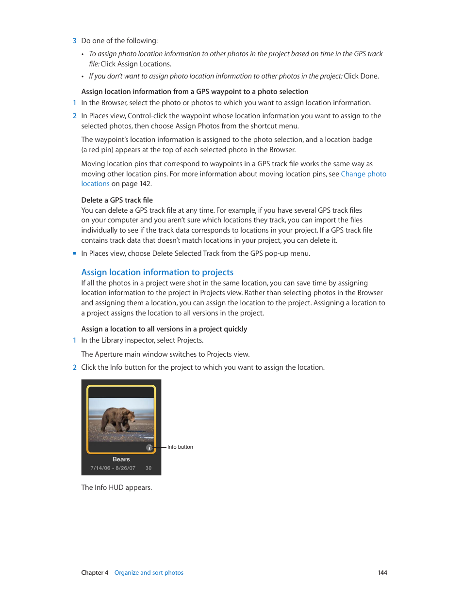 Assign location information to projects | Apple Aperture 3.5 User Manual | Page 144 / 526