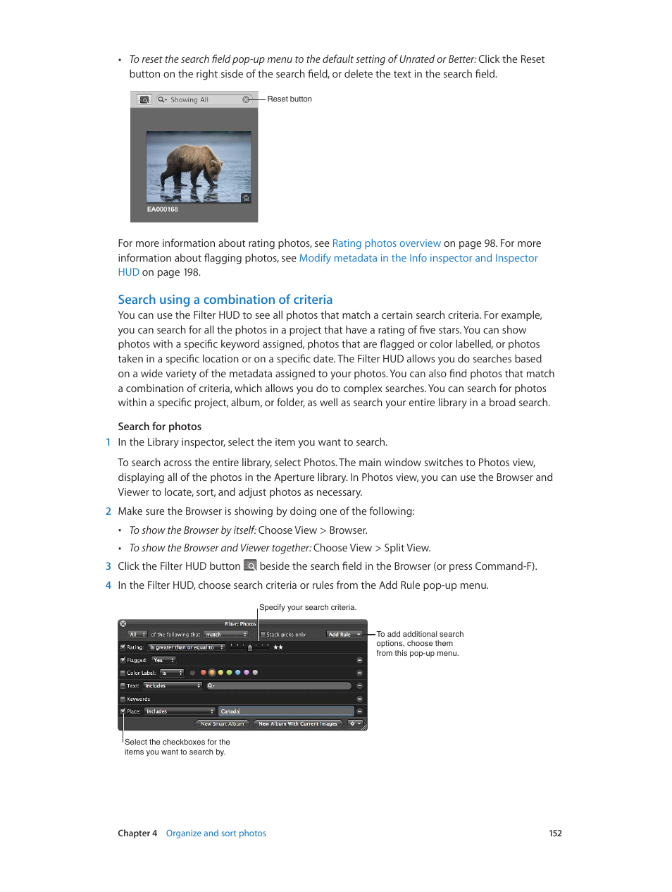 Search using a combination of criteria | Apple Aperture 3.5 User Manual | Page 152 / 526