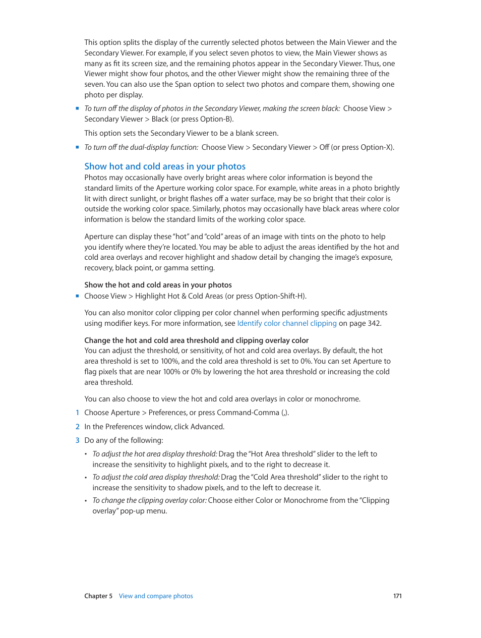 Show hot and cold areas in your photos | Apple Aperture 3.5 User Manual | Page 171 / 526