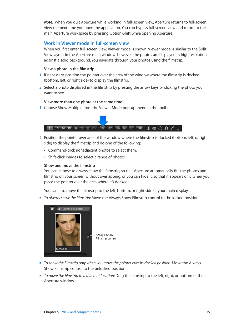 Work in viewer mode in full-screen view | Apple Aperture 3.5 User Manual | Page 175 / 526