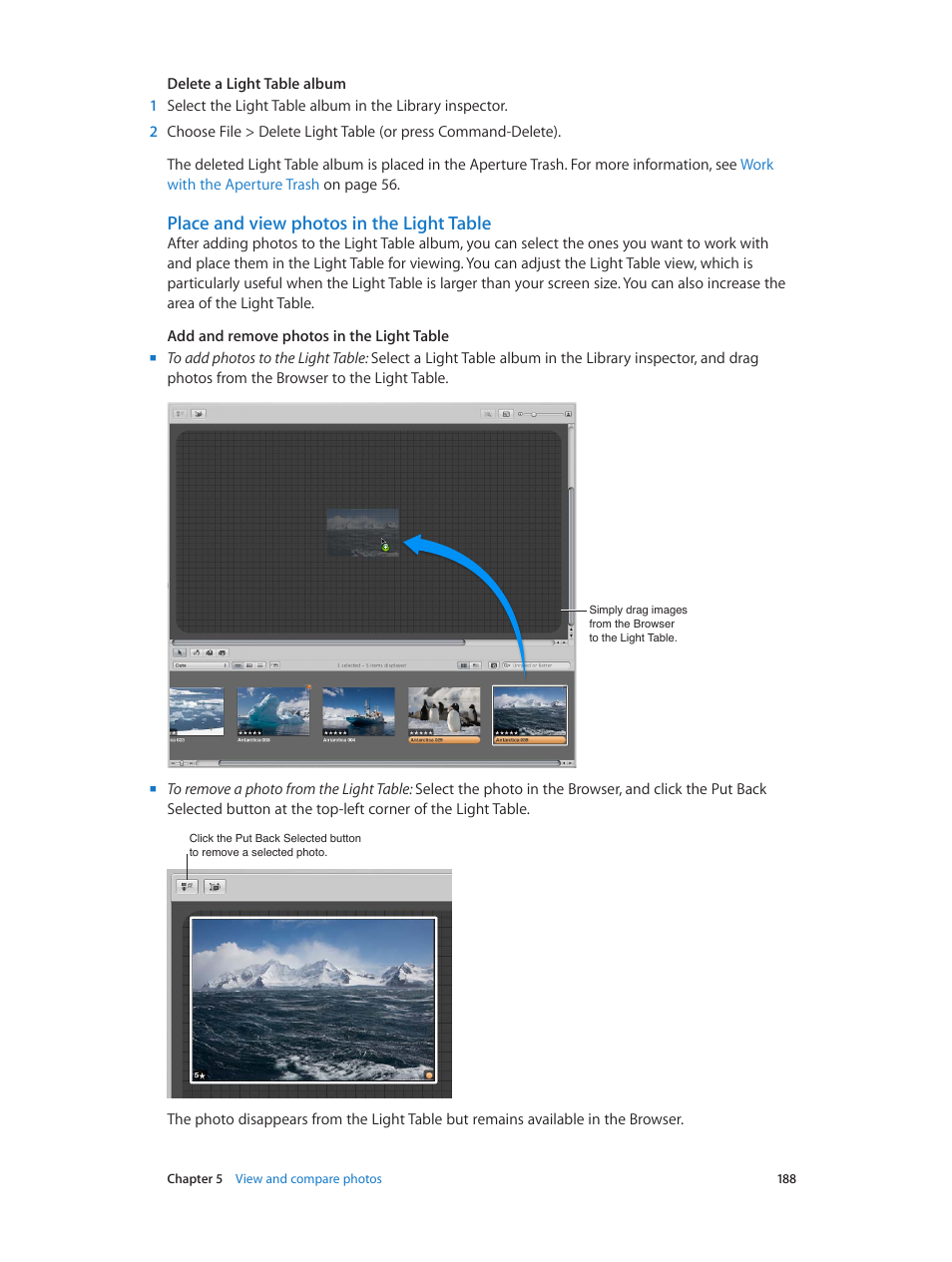 Place and view photos in the light table | Apple Aperture 3.5 User Manual | Page 188 / 526