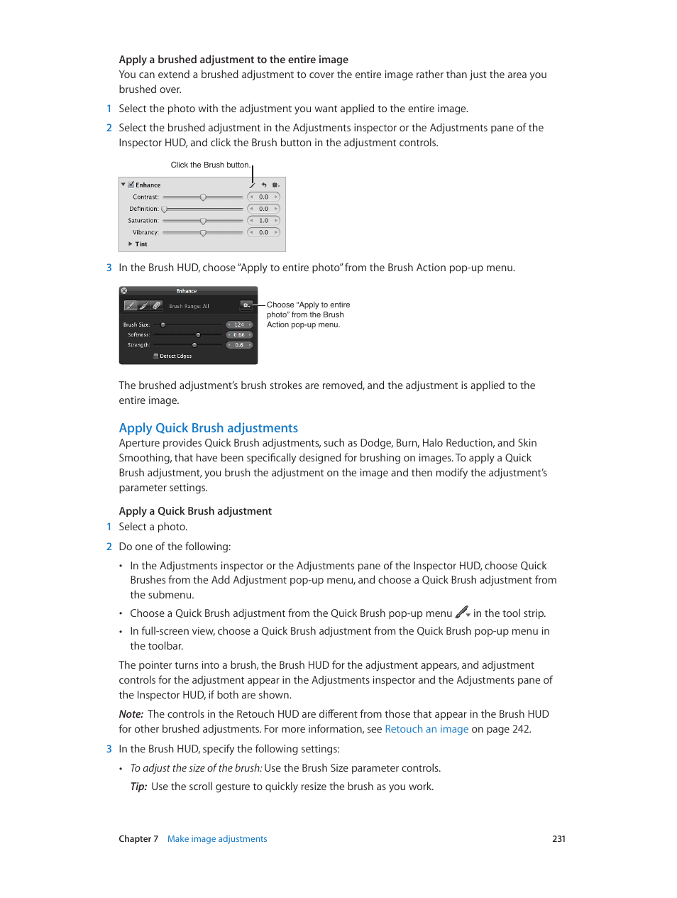 Apply quick brush adjustments | Apple Aperture 3.5 User Manual | Page 231 / 526