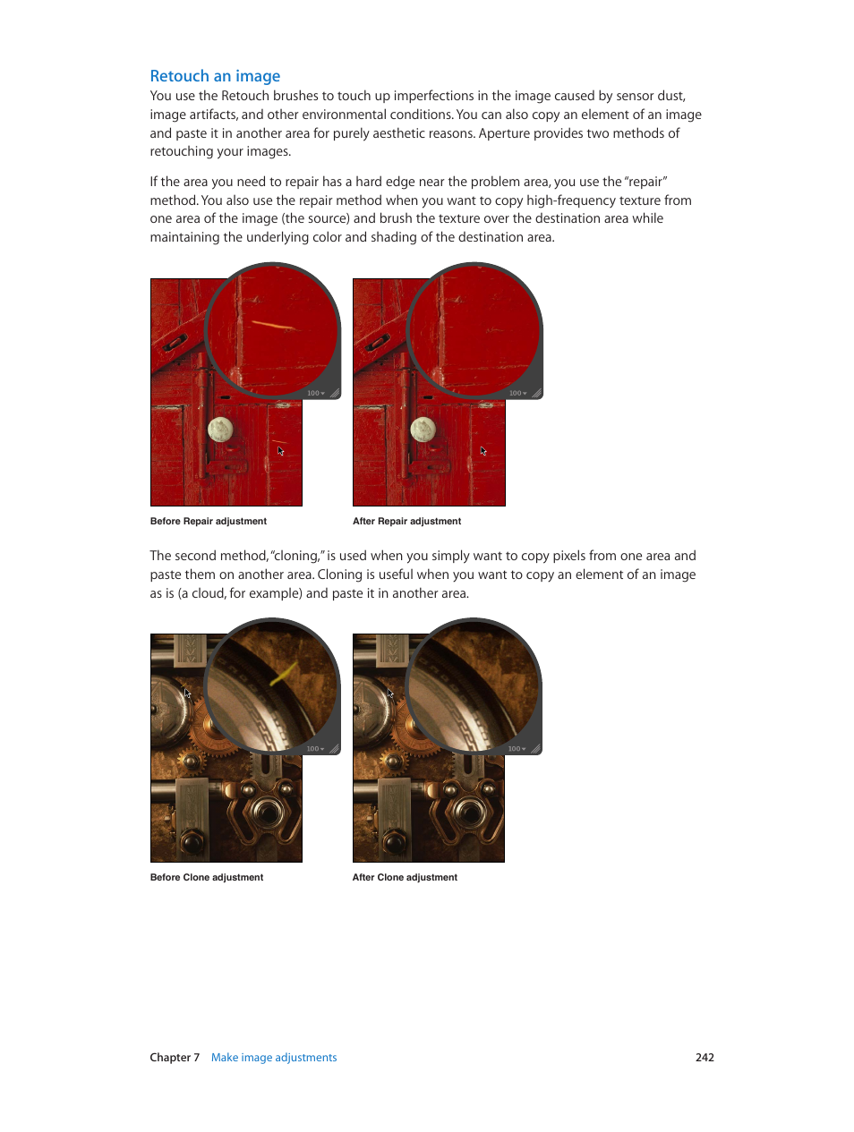 Retouch an image | Apple Aperture 3.5 User Manual | Page 242 / 526