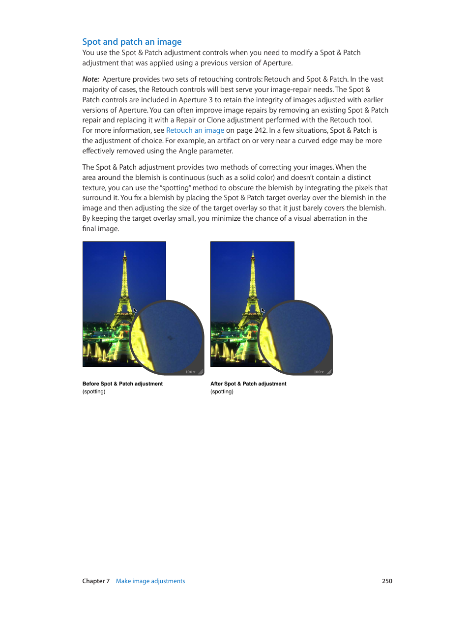 Spot and patch an image | Apple Aperture 3.5 User Manual | Page 250 / 526