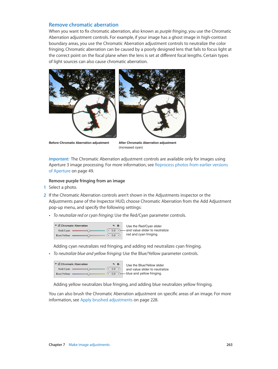 Remove chromatic aberration | Apple Aperture 3.5 User Manual | Page 263 / 526