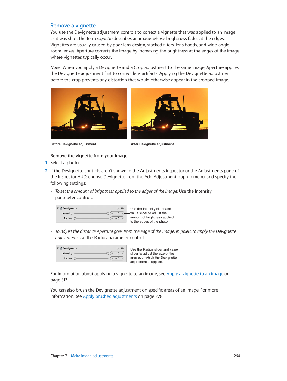 Remove a vignette | Apple Aperture 3.5 User Manual | Page 264 / 526