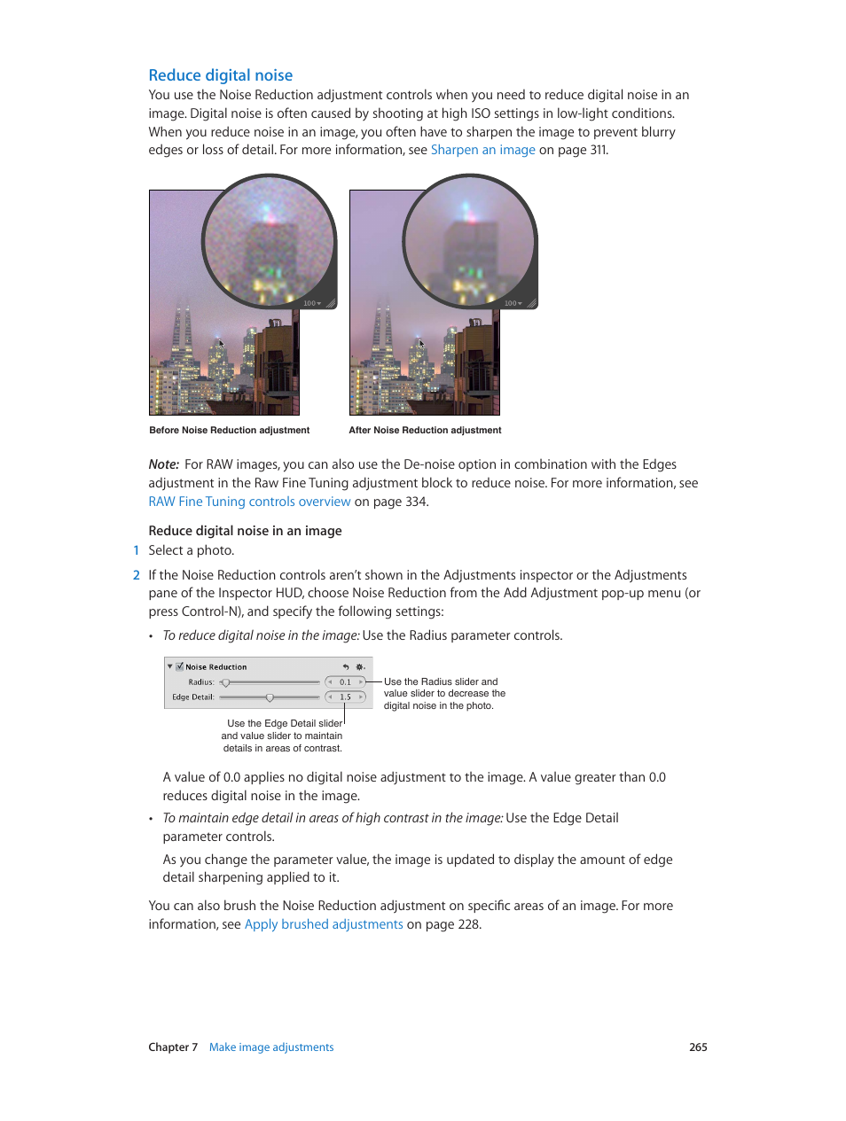 Reduce digital noise | Apple Aperture 3.5 User Manual | Page 265 / 526