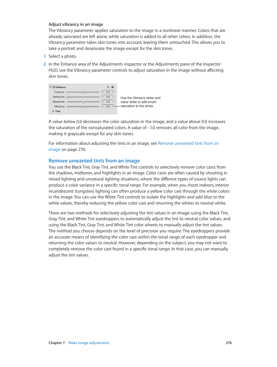 Remove unwanted tints from an image, Remove unwanted tints from an, Image | Apple Aperture 3.5 User Manual | Page 276 / 526