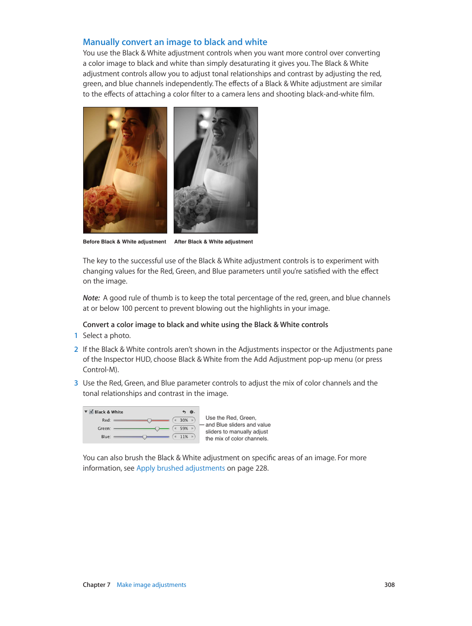 Manually convert an image to black and white | Apple Aperture 3.5 User Manual | Page 308 / 526