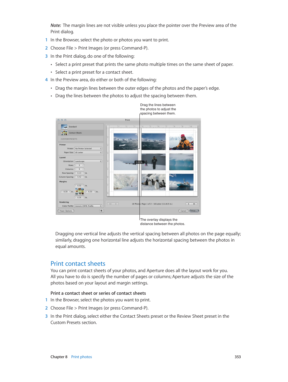 Print contact sheets, 353 print contact sheets | Apple Aperture 3.5 User Manual | Page 353 / 526