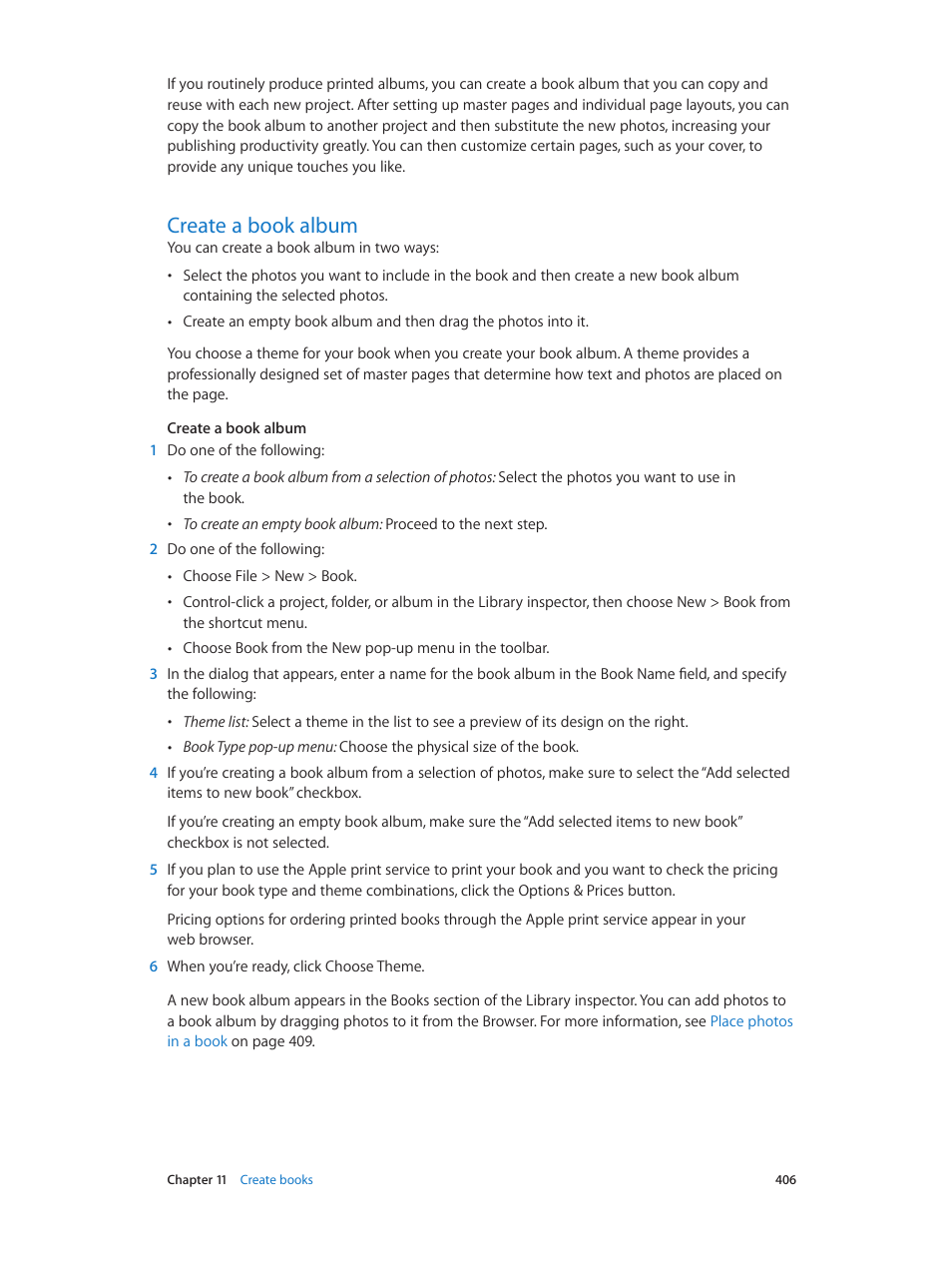 Create a book album, 406 create a book album | Apple Aperture 3.5 User Manual | Page 406 / 526