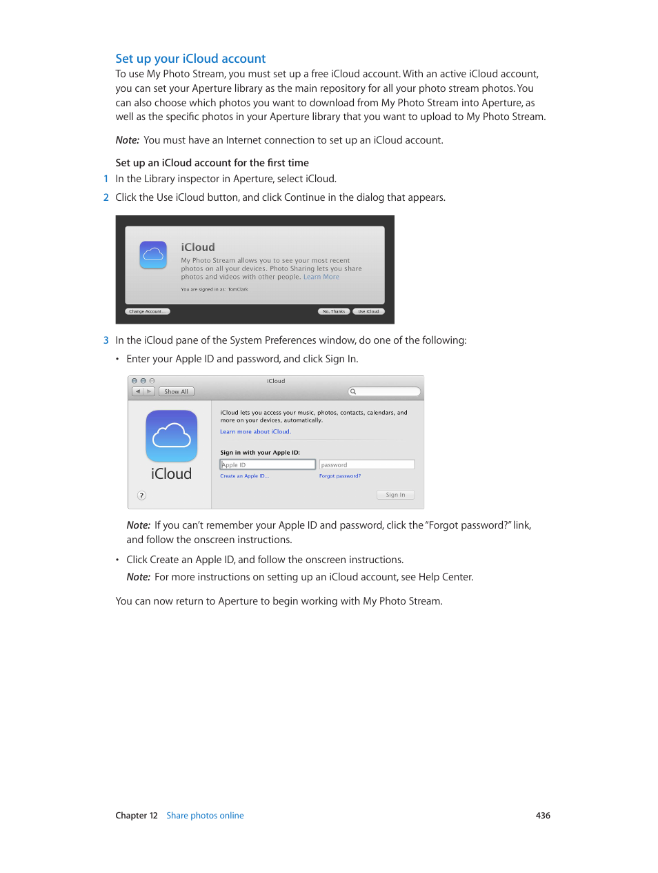 Set up your icloud account | Apple Aperture 3.5 User Manual | Page 436 / 526