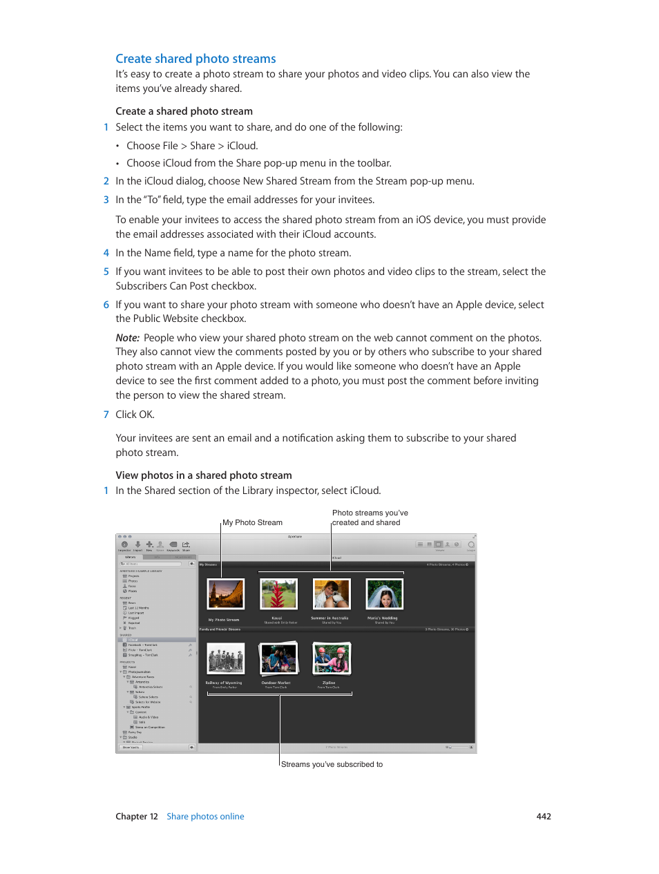 Create shared photo streams | Apple Aperture 3.5 User Manual | Page 442 / 526