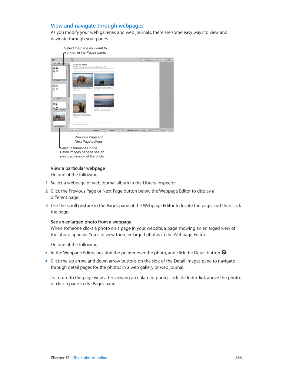 View and navigate through webpages | Apple Aperture 3.5 User Manual | Page 466 / 526