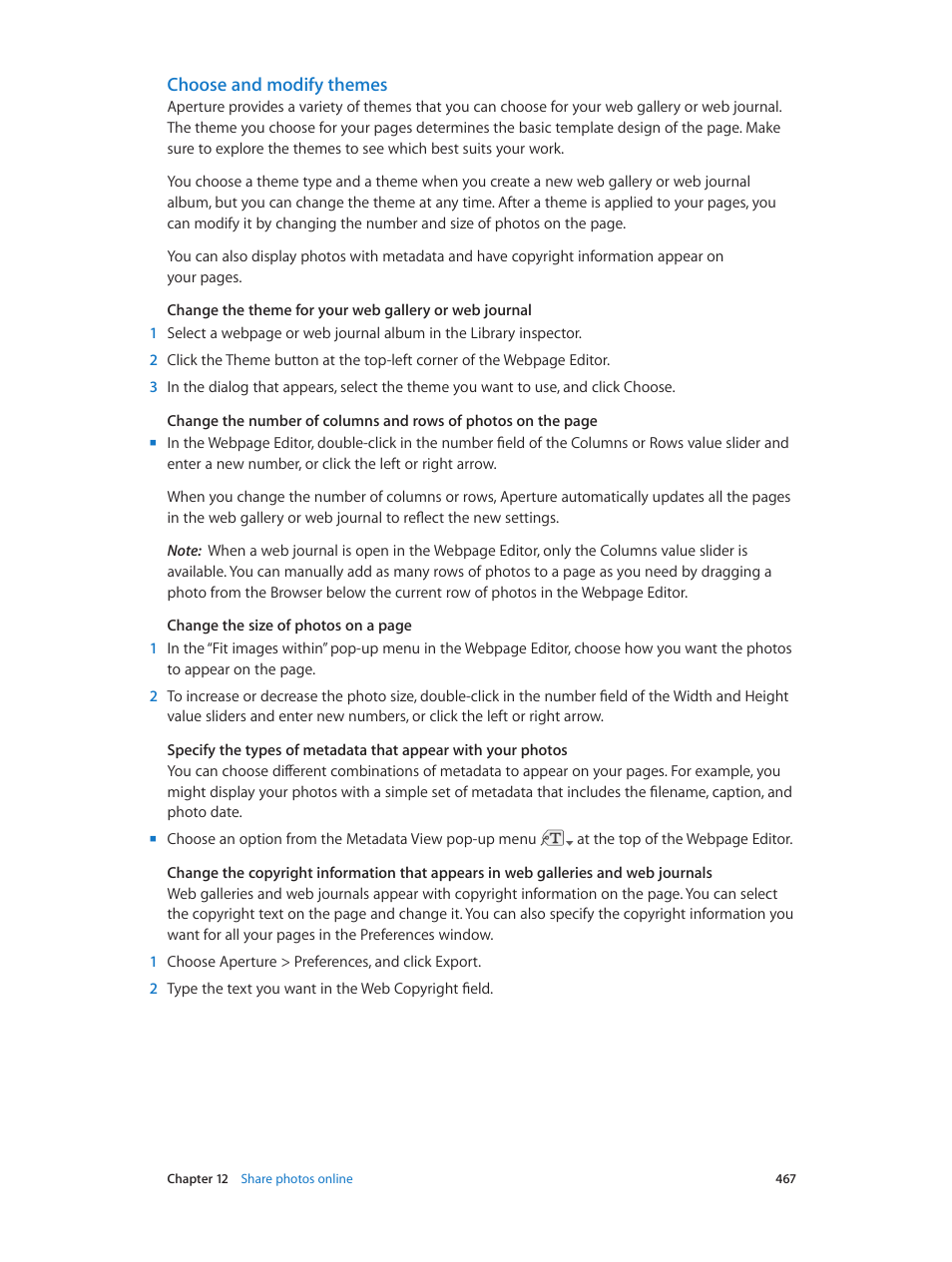 Choose and modify themes | Apple Aperture 3.5 User Manual | Page 467 / 526