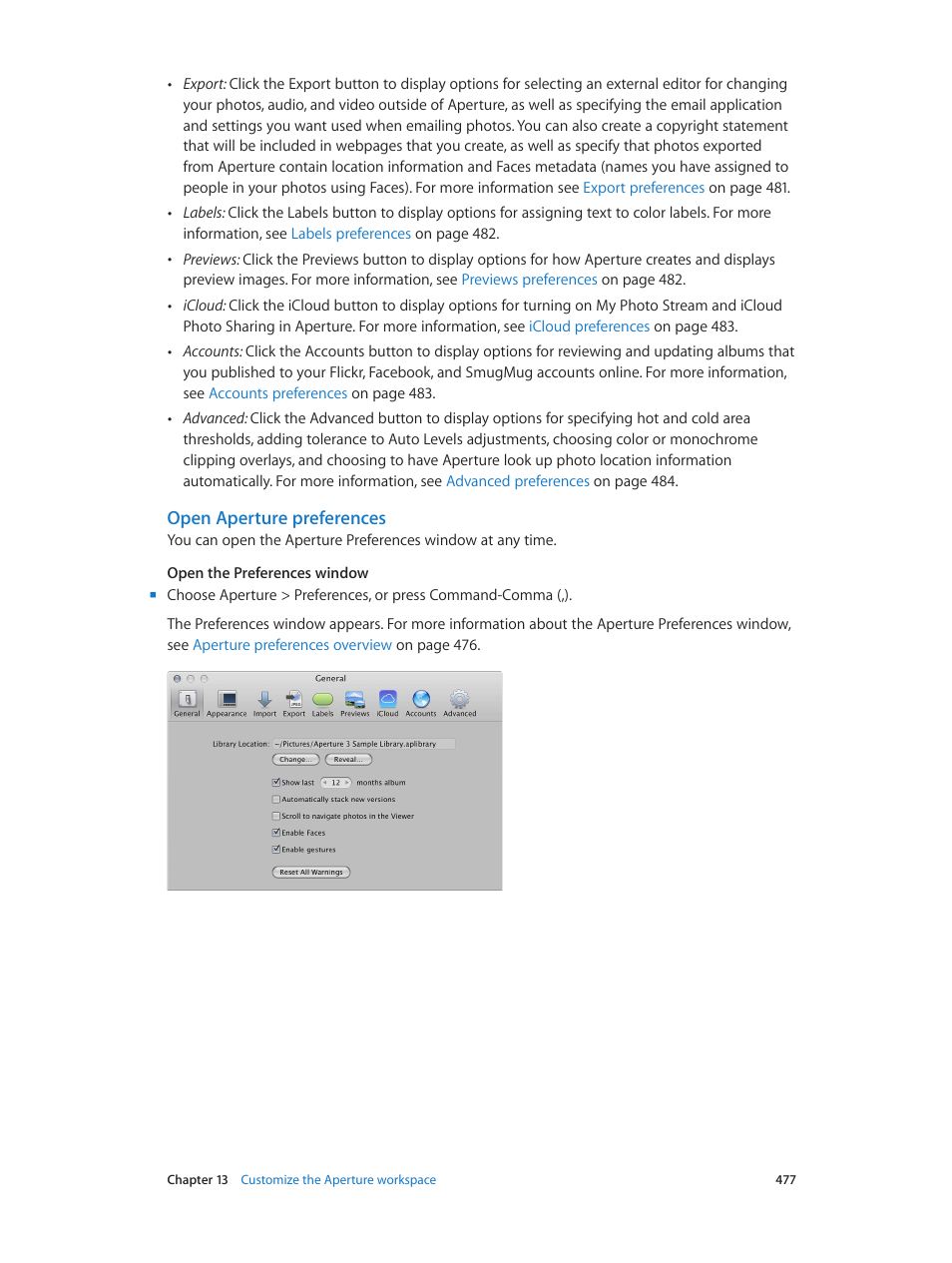 Open aperture preferences | Apple Aperture 3.5 User Manual | Page 477 / 526