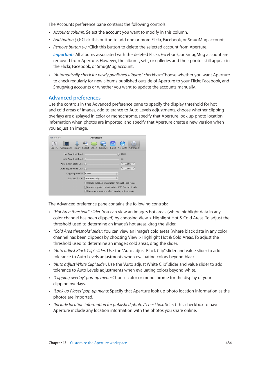 Advanced preferences | Apple Aperture 3.5 User Manual | Page 484 / 526