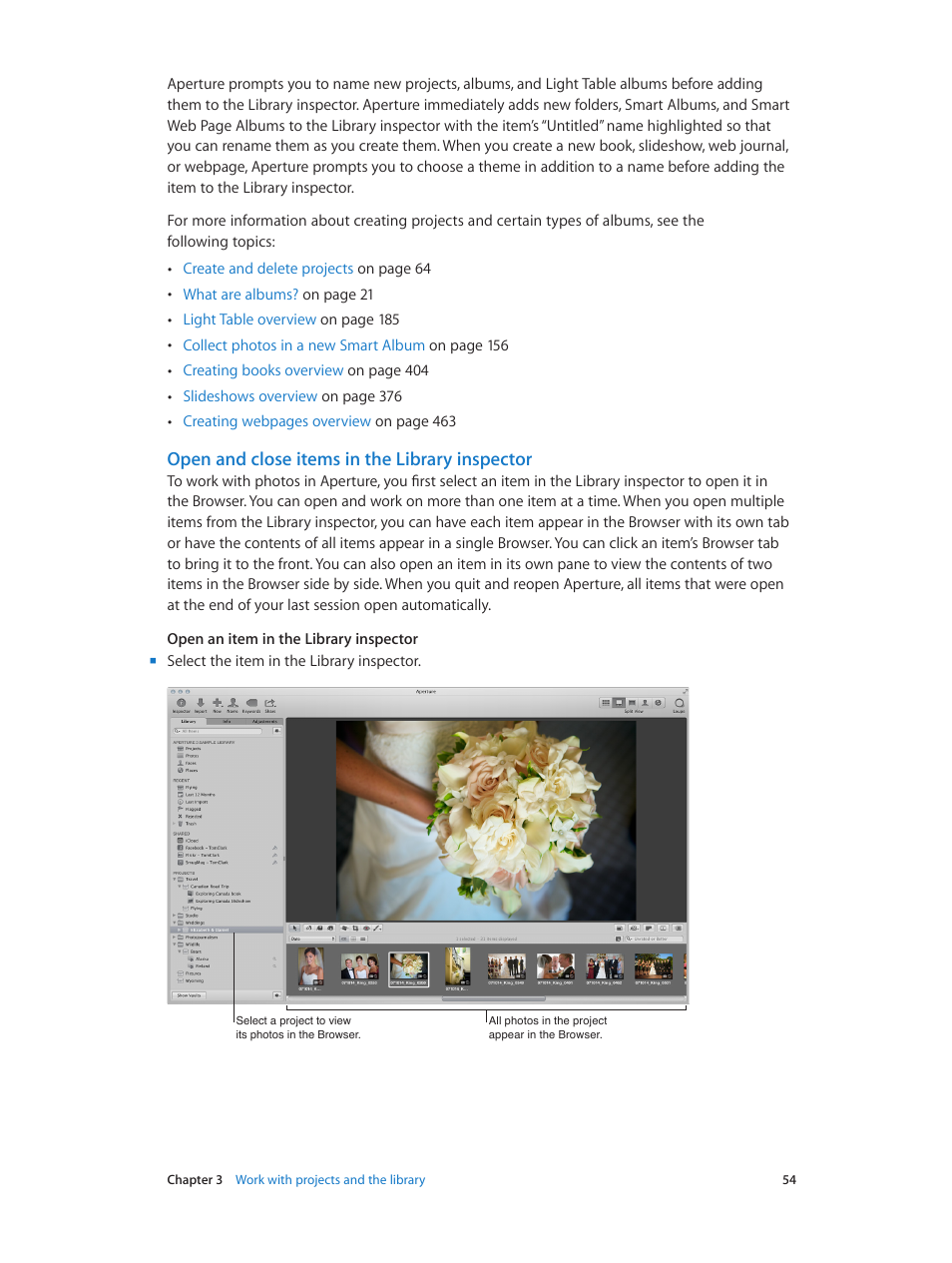 Open and close items in the library inspector | Apple Aperture 3.5 User Manual | Page 54 / 526