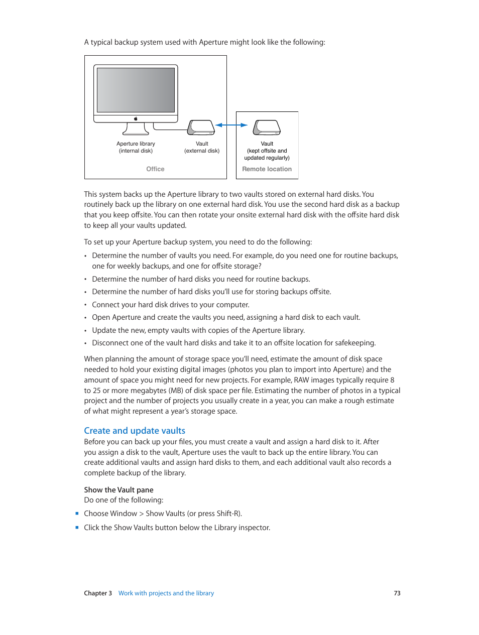 Create and update vaults | Apple Aperture 3.5 User Manual | Page 73 / 526