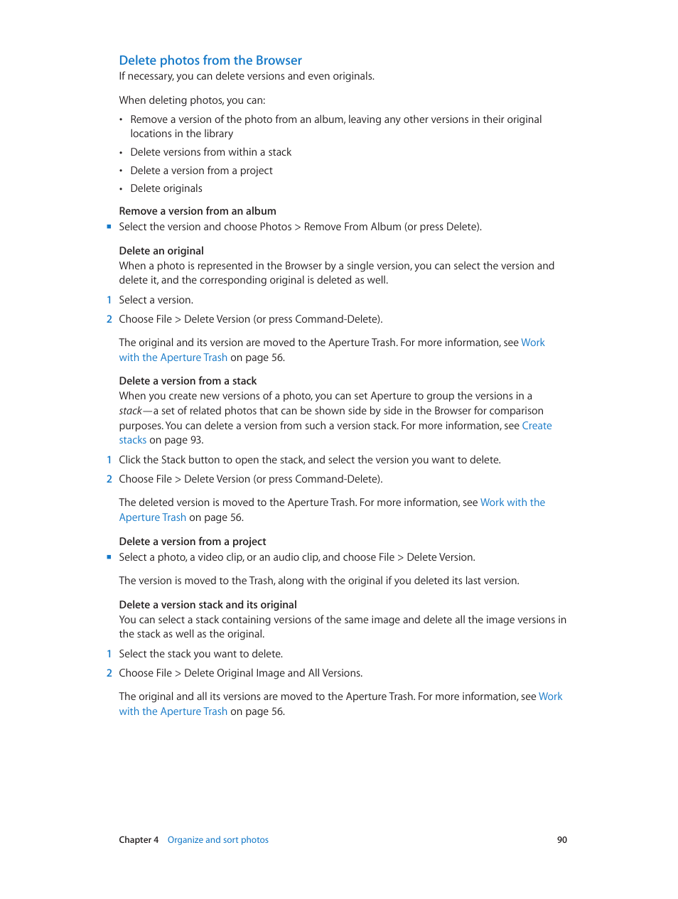Delete photos from the browser | Apple Aperture 3.5 User Manual | Page 90 / 526