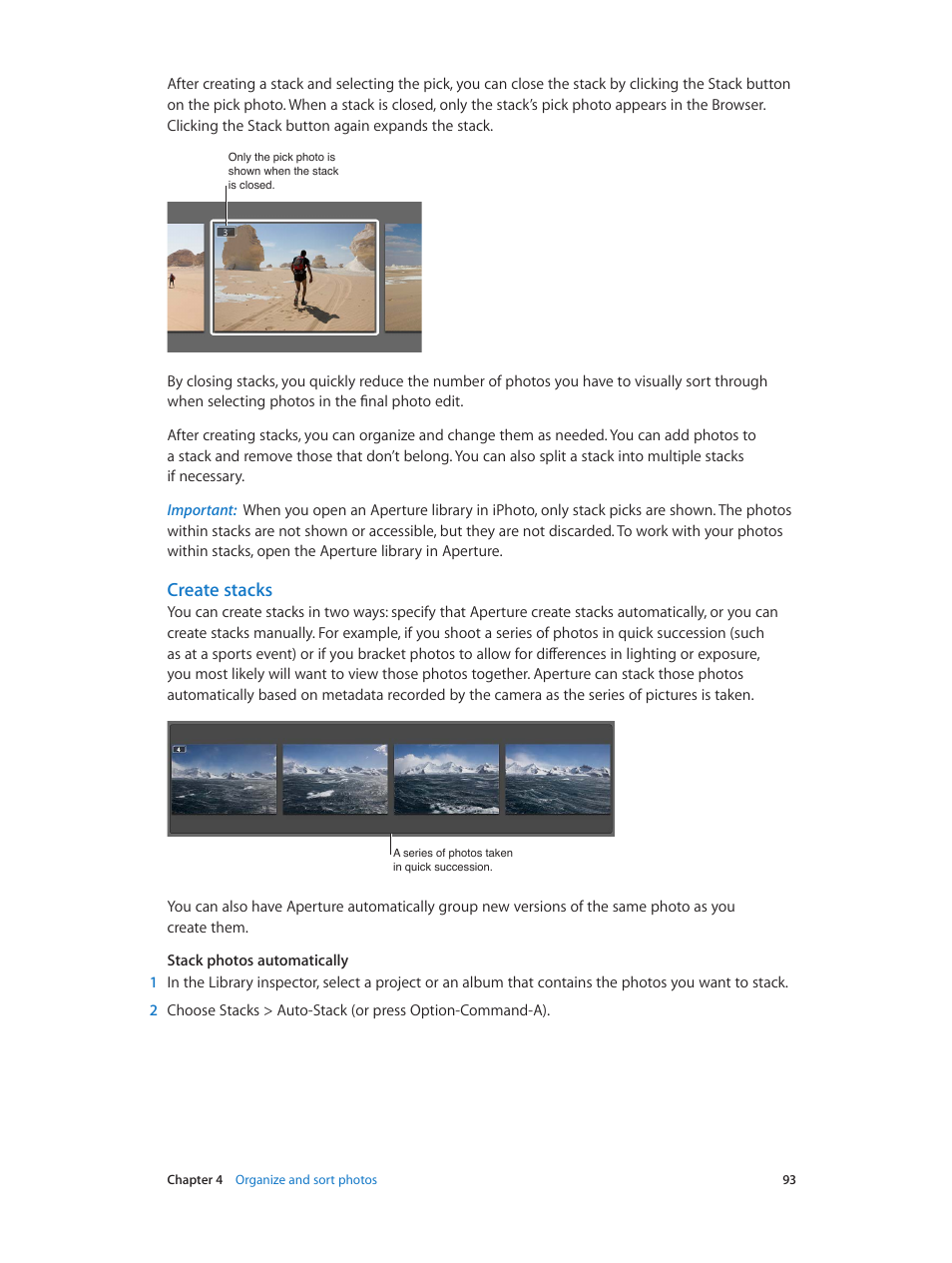 Create stacks, Create, Stacks | Apple Aperture 3.5 User Manual | Page 93 / 526