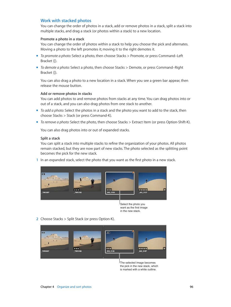 Work with stacked photos | Apple Aperture 3.5 User Manual | Page 96 / 526