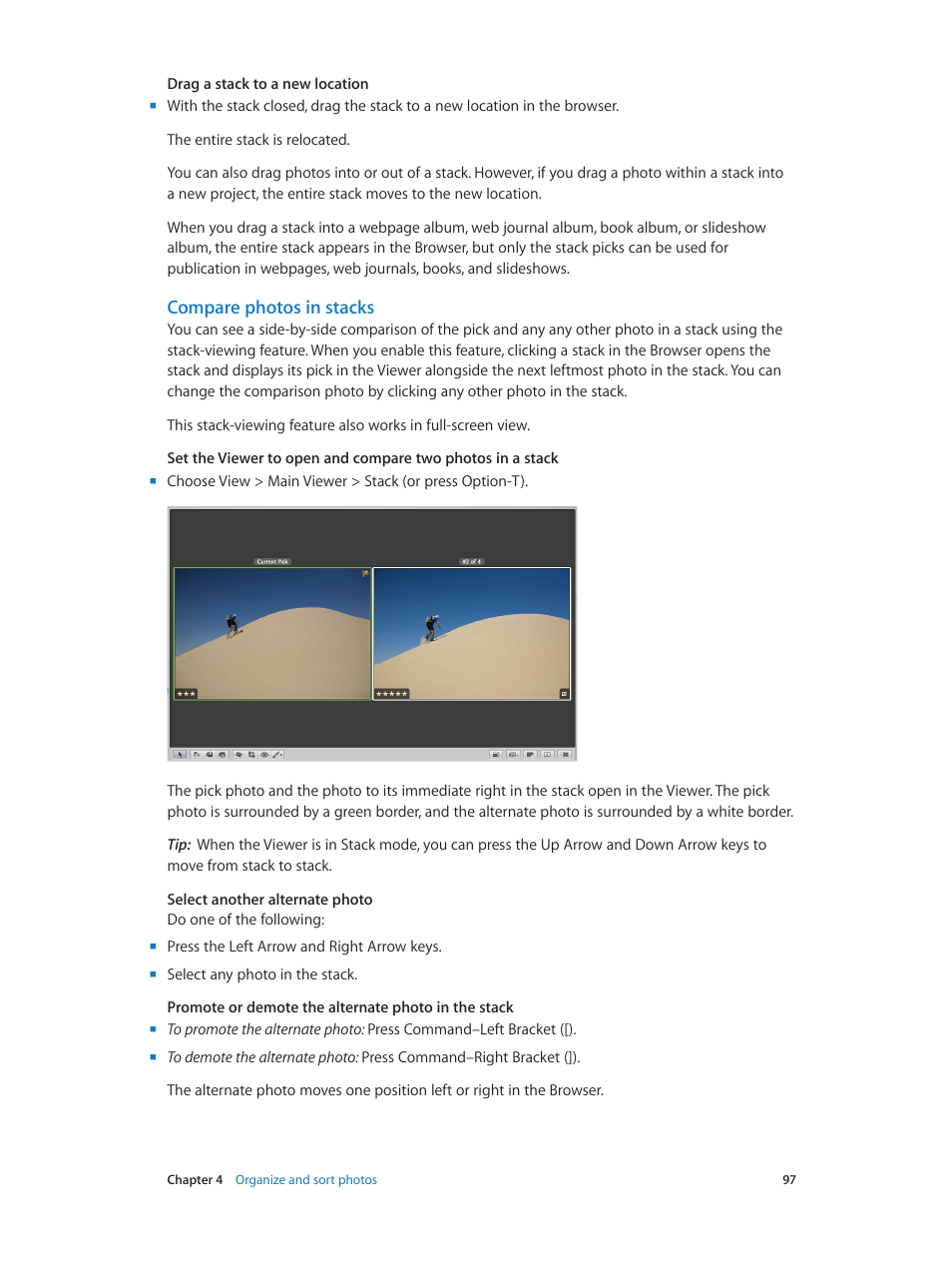 Compare photos in stacks | Apple Aperture 3.5 User Manual | Page 97 / 526