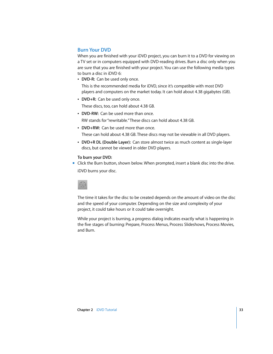 Burn your dvd | Apple iDVD 6 User Manual | Page 33 / 48