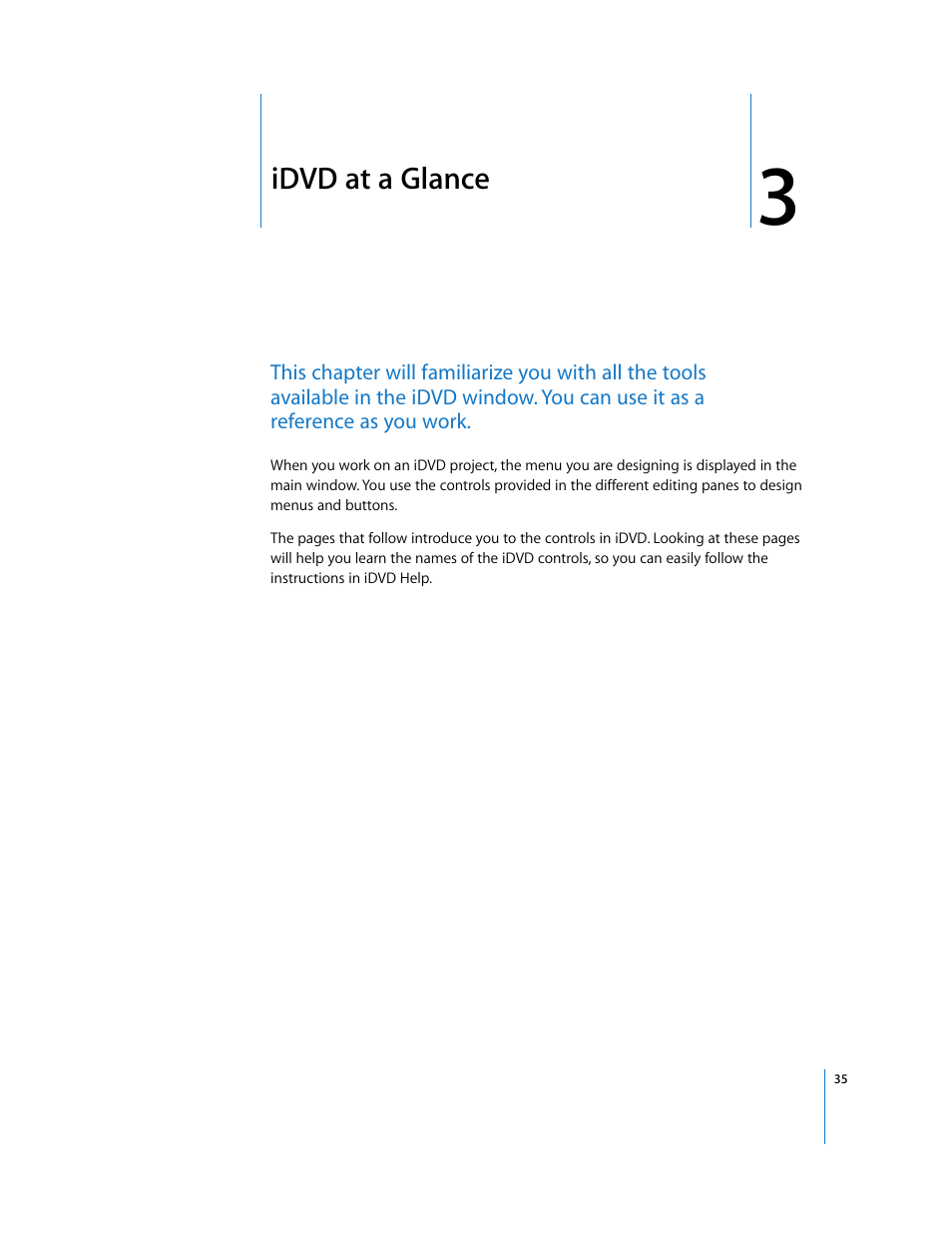 Idvd at a glance, Chapter 3 | Apple iDVD 6 User Manual | Page 35 / 48