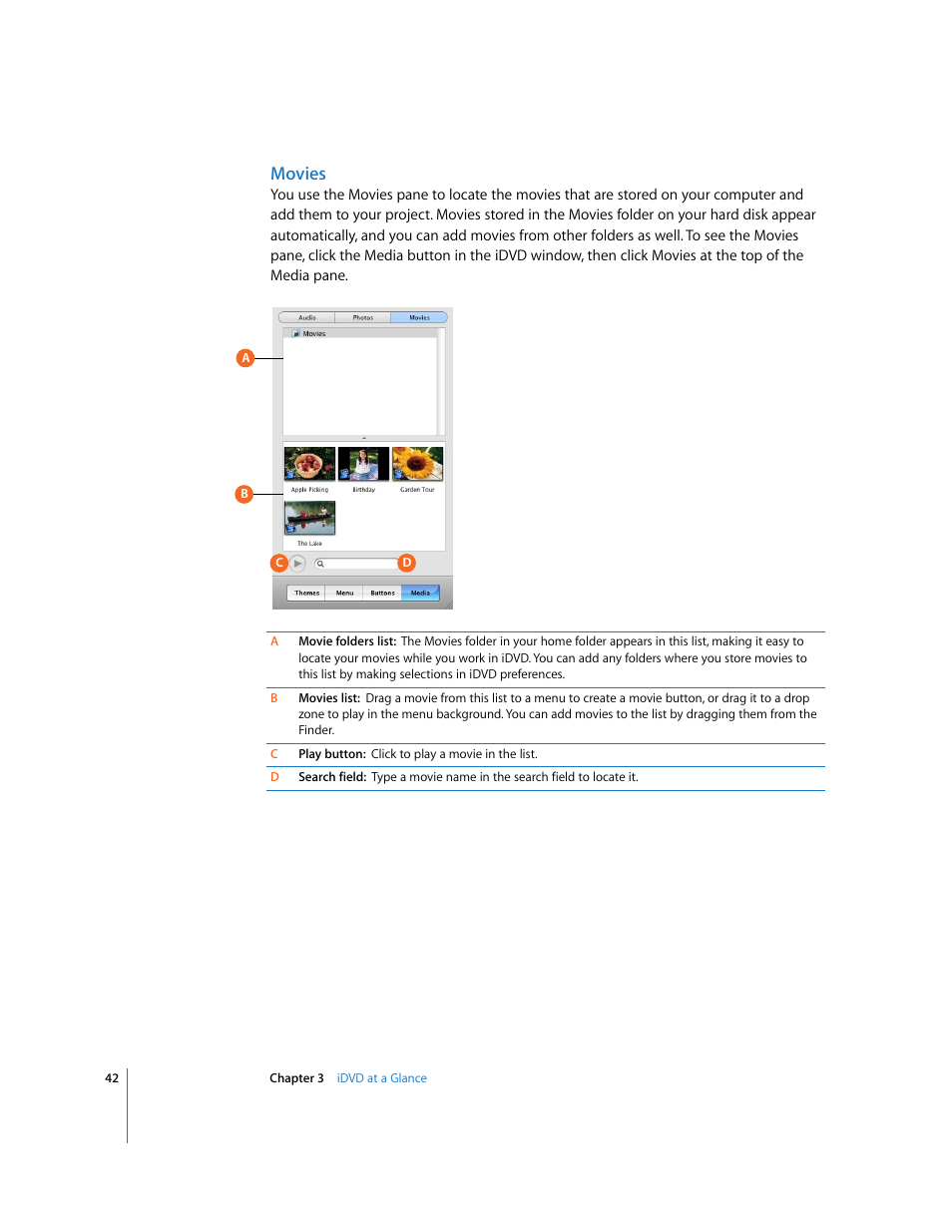 Movies | Apple iDVD 6 User Manual | Page 42 / 48