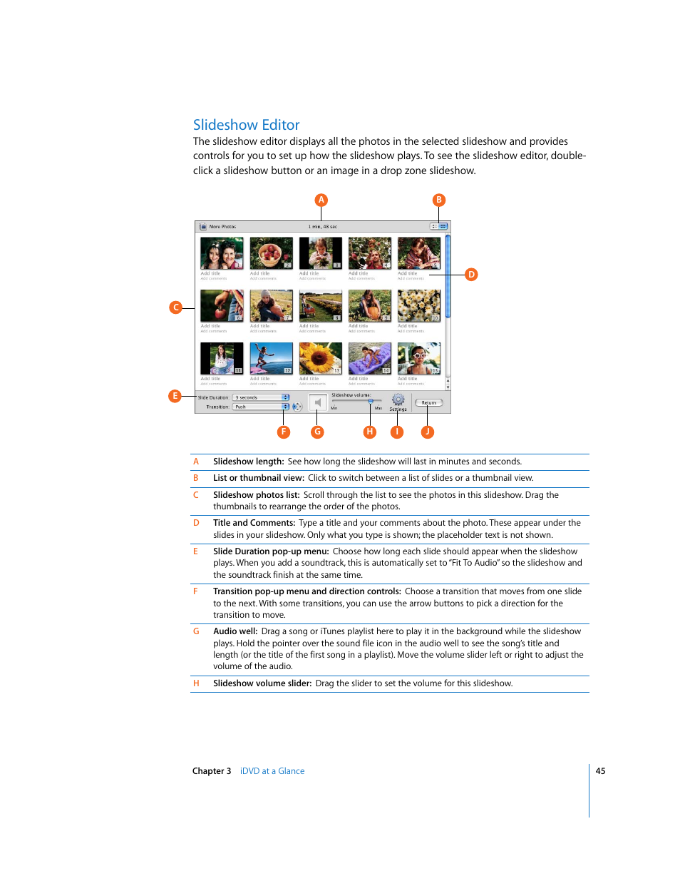 Slideshow editor | Apple iDVD 6 User Manual | Page 45 / 48
