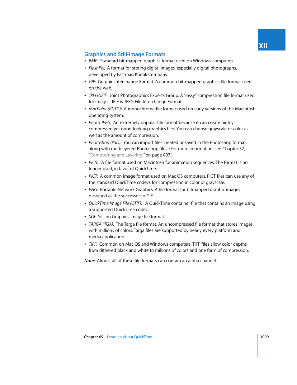 Graphics and still-image formats | Apple Final Cut Express 4 User Manual | Page 1009 / 1152