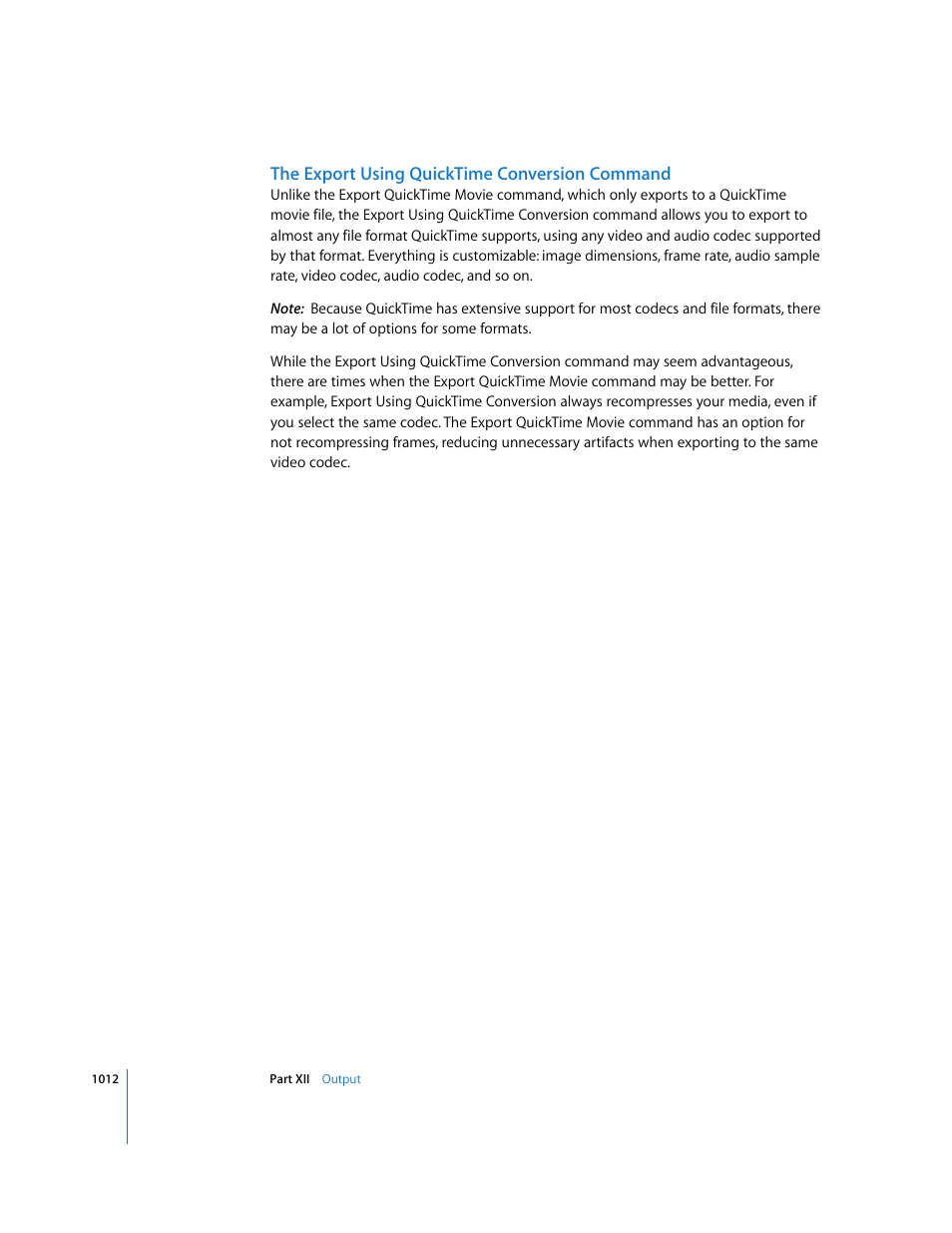 The export using quicktime conversion command | Apple Final Cut Express 4 User Manual | Page 1012 / 1152
