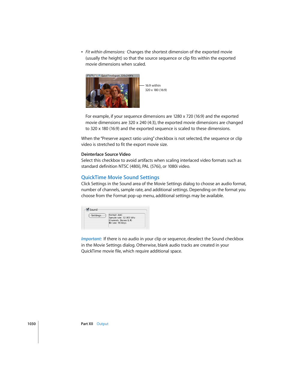 Quicktime movie sound settings | Apple Final Cut Express 4 User Manual | Page 1030 / 1152