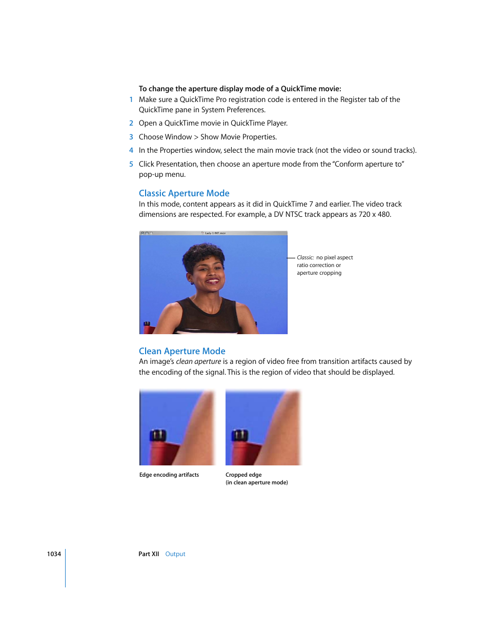 Classic aperture mode, Clean aperture mode | Apple Final Cut Express 4 User Manual | Page 1034 / 1152