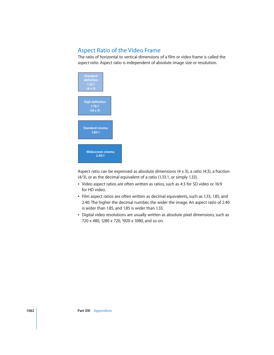 Aspect ratio of the video frame | Apple Final Cut Express 4 User Manual | Page 1062 / 1152
