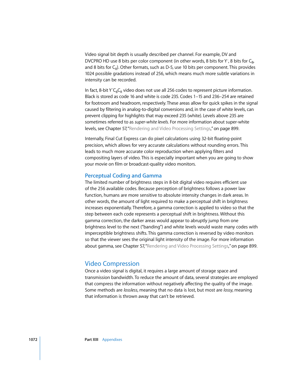 Perceptual coding and gamma, Video compression | Apple Final Cut Express 4 User Manual | Page 1072 / 1152