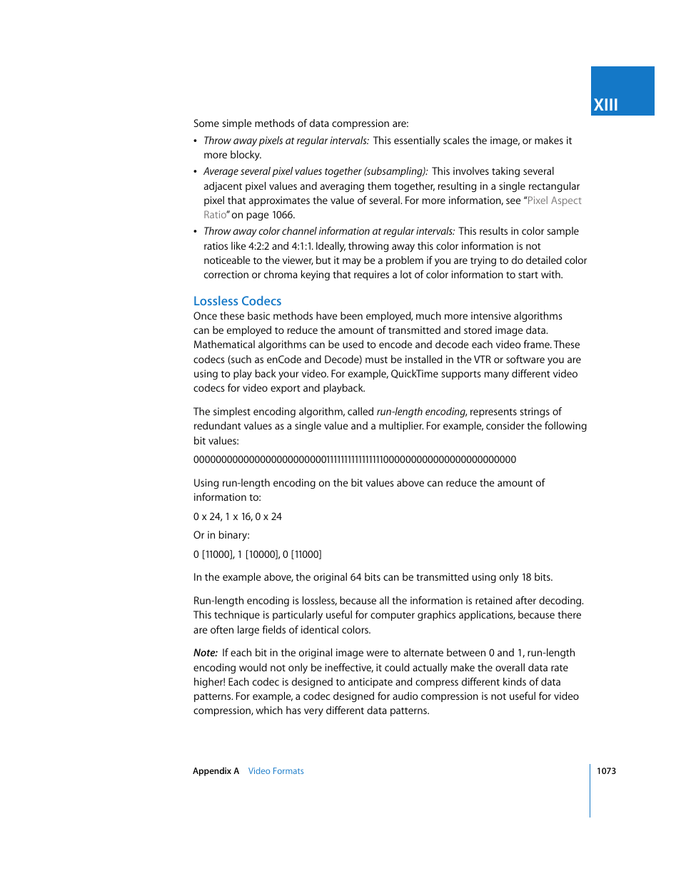 Lossless codecs, Xiii | Apple Final Cut Express 4 User Manual | Page 1073 / 1152