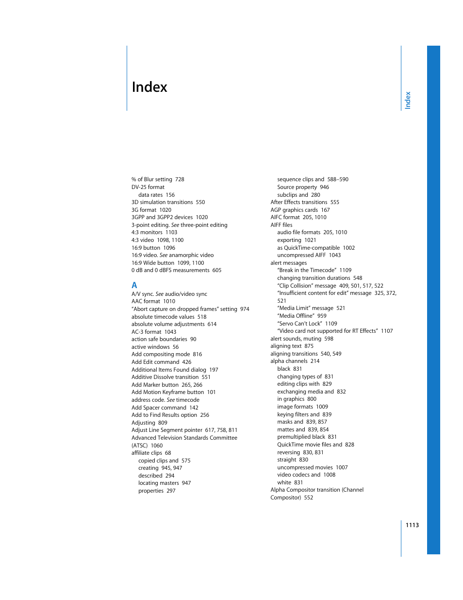 Index | Apple Final Cut Express 4 User Manual | Page 1113 / 1152