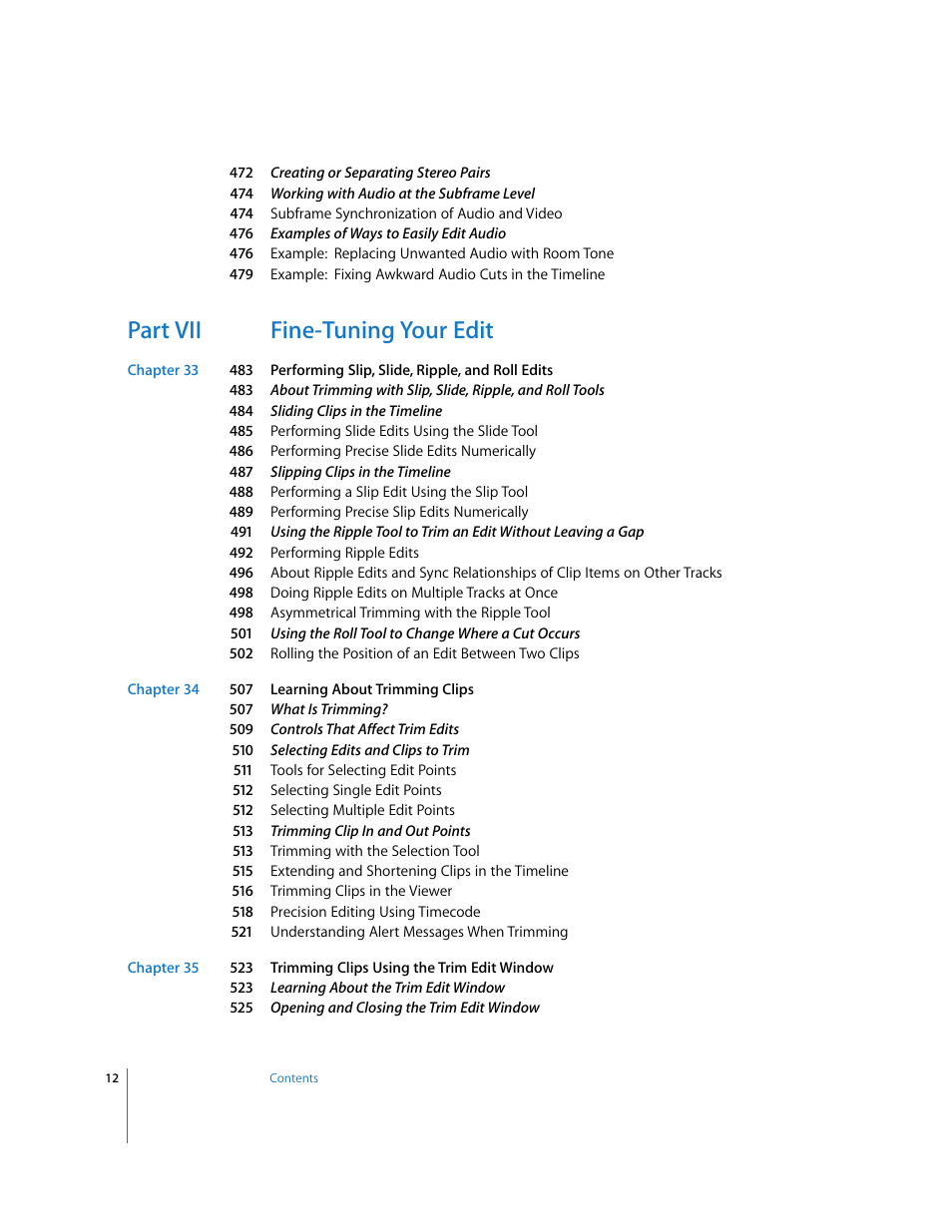 Part vii fine-tuning your edit | Apple Final Cut Express 4 User Manual | Page 12 / 1152