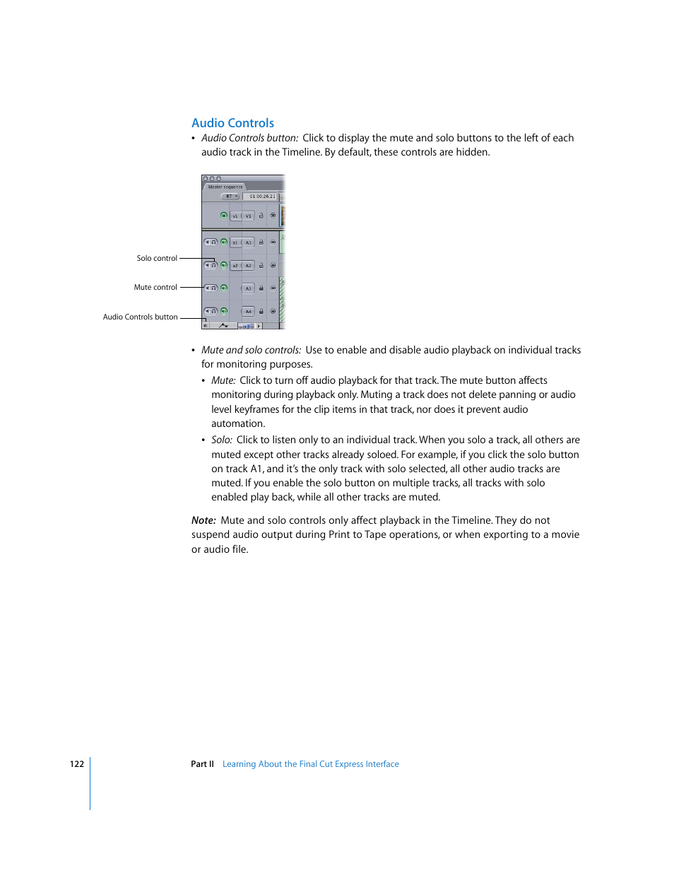 Audio controls | Apple Final Cut Express 4 User Manual | Page 122 / 1152