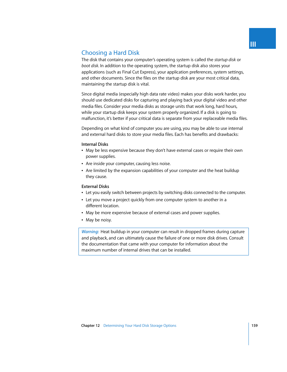 Choosing a hard disk, P. 159) | Apple Final Cut Express 4 User Manual | Page 159 / 1152